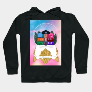 Lover House Snow Globe with Lover Sky Background Hoodie